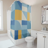 Abstracte vormgeving met middengeometrie douchegordijn (In situ)