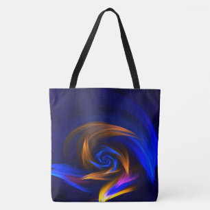 Abstracte Vortex Vorm Blauw Sinaasappel Draagtas