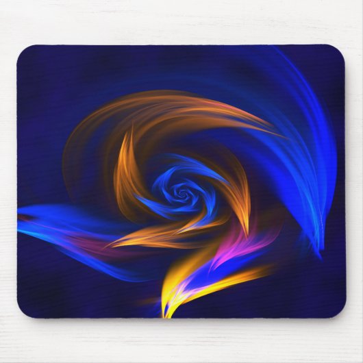 Abstracte Vortex Vorm Blauw Sinaasappel Muismat (Voorkant)