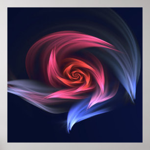Abstracte vortex vorm rood en blauw poster