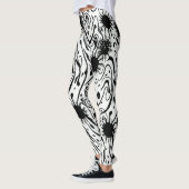 Abstracte, vreemde kunst met vloeibaar inktblok leggings (Links)