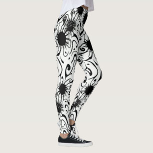 Abstracte, vreemde kunst met vloeibaar inktblok leggings