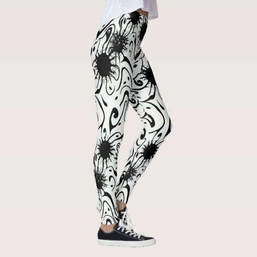 Abstracte, vreemde kunst met vloeibaar inktblok leggings (Rechts)
