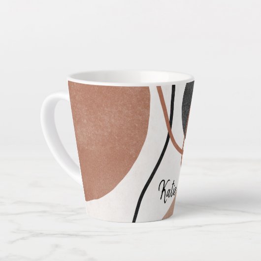 Abstracte vrije vormen - Bruin en Zwart Latte Mok (Linkerhoek)