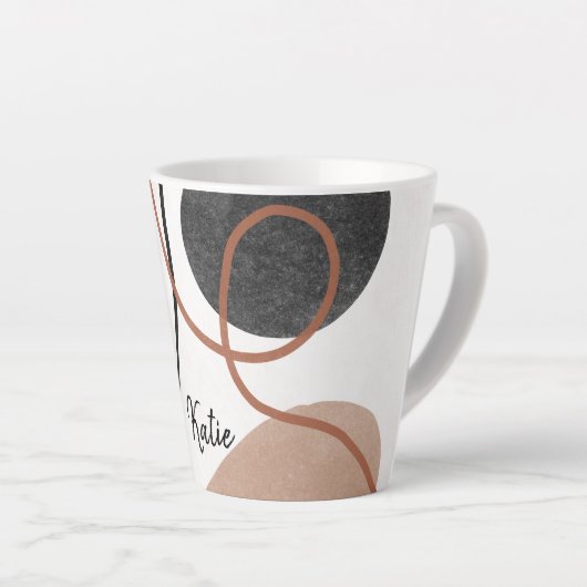 Abstracte vrije vormen - Bruin en Zwart Latte Mok (Rechterhoek)