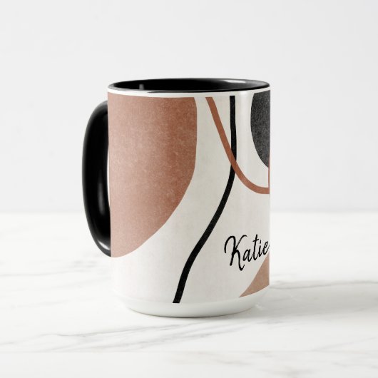Abstracte vrije vormen - Bruin en Zwart Mok (Voorkant links)