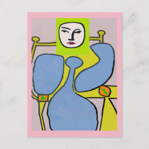 Abstracte vrouw, gezicht briefkaart