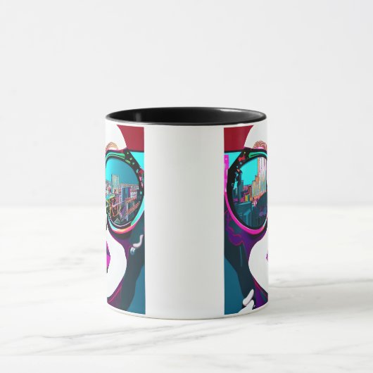 Abstracte Vrouw in Zonnebril City Reflection Mok (Midden)