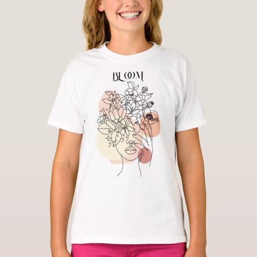 Abstracte vrouw lijn kunst, aardse tonen t-shirt (Voorkant)