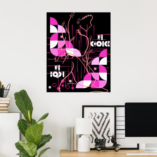 Abstracte vrouw lijn kunst mijn keuze mijn lichaam poster (Thuiskantoor)