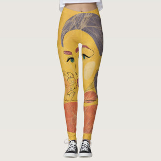 Abstracte vrouw: minimalistisch lijnportret leggings