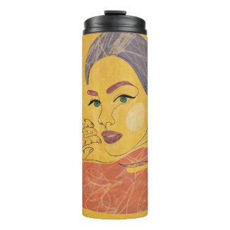 Abstracte vrouw: minimalistisch lijnportret thermosbeker