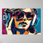Abstracte Vrouw Muziek Pop Art 2 Poster (Voorkant)