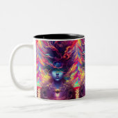 Abstracte vrouwengezicht tweekleurige koffiemok (Links)