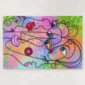 Abstracte vrouwengezichten - Stijltekening van het Legpuzzel (Horizontaal)