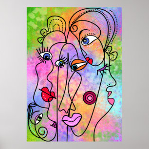 Abstracte vrouwenkans in het Poster Cubism Style