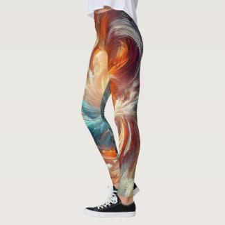 Abstracte vuur en ijs Swirl Vrouwen Leggings