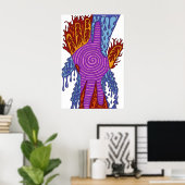 Abstracte vuur- en waterbotsing poster (Thuiskantoor)