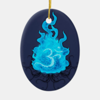 Abstracte vuurblauwe vlam keramisch ornament