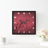 Abstracte wandbekleding met rode klep vierkante klok (Huis)