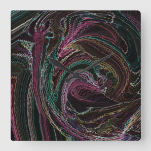 Abstracte wandklok met elektrische verlichting vierkante klok
