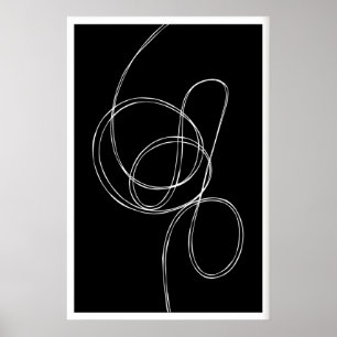Abstracte Wandkunst Afdruk Vloeiende Witte Lijnen Poster