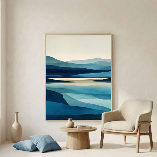 Abstracte wandkunst van Blue Lake Basin Poster
