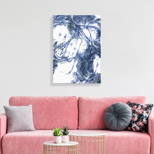 Abstracte wandprint blauw grijs canvas afdruk (Insitu (Woonkamer))