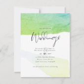 Abstracte waterige tint bruiloft nodigen lage kost kaart (Voorkant)