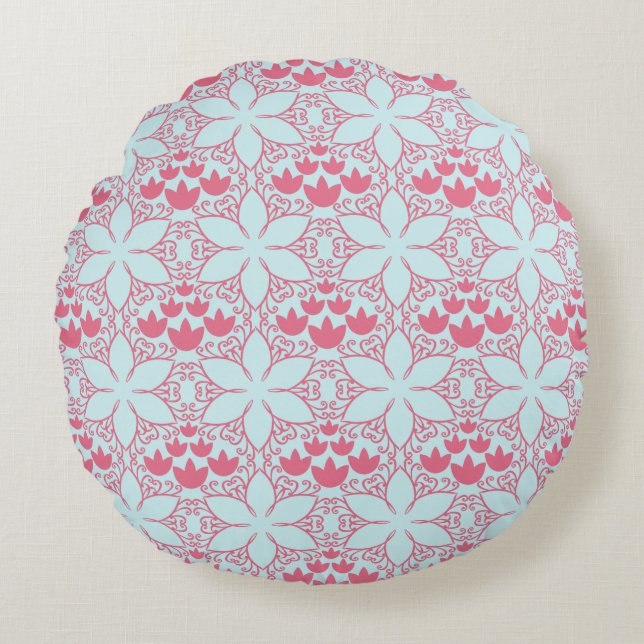 Abstracte waterlelies Pattern Round Pillow Rond Kussen (Voorkant)