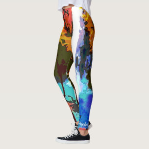 Abstracte Waterval met Gepersonaliseerde Naam Leggings
