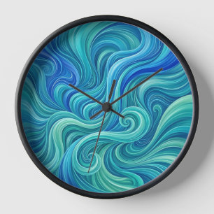 Abstracte Waterval Oceaan Blauwe Gradiënt Kunst Kl