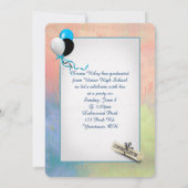 Abstracte waterverf afstudeerfeest kaart (Achterkant)