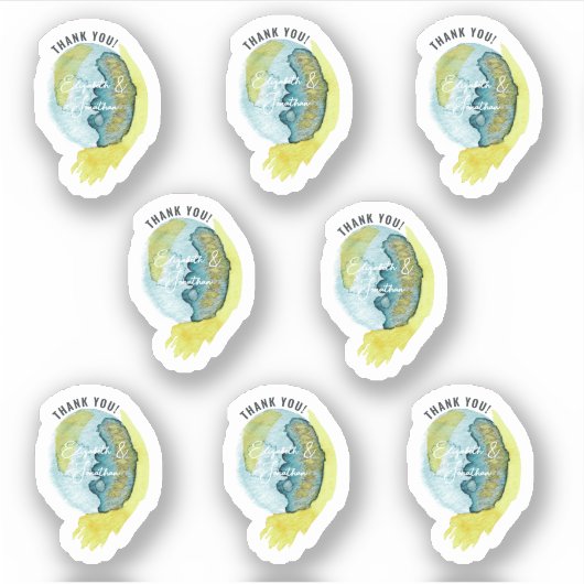 Abstracte Waterverf Art Chic Dank u bruiloft Sticker (Voorkant)