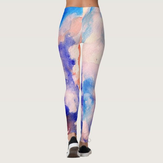 Abstracte Waterverf Art Leggings (Achterkant)
