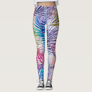 Abstracte Waterverf bladeren allover patroon Leggings