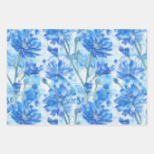 Abstracte Waterverf Blauw en Wit Bloemen Inpakpapier Vel (Voorkant 2)