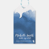 Abstracte waterverf blauw kleur splash brush strok cadeaulabel (Voorkant)