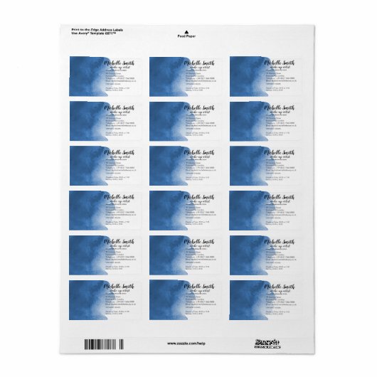 Abstracte waterverf blauw kleur splash brush strok etiket (Full Sheet)