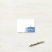 Abstracte waterverf blauw kleur splash brush strok post-it® notes (Op bureau)