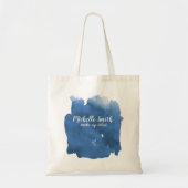 Abstracte waterverf blauw kleur splash brush strok tote bag (Voorkant)