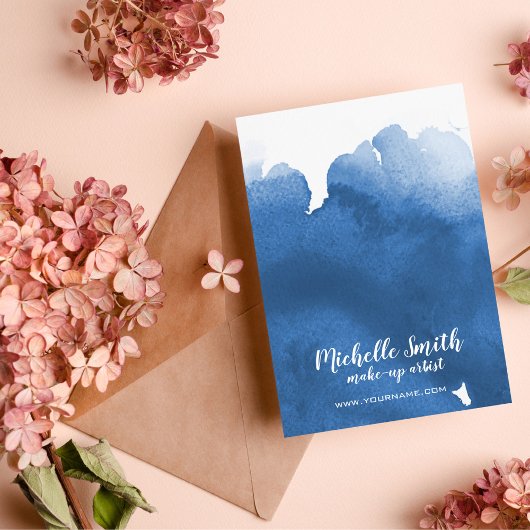 Abstracte waterverf blauwe kleur spat borstelstree briefkaart