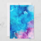 Abstracte Waterverf Blauwe Paarse bruiloft uitnodi Kaart (Achterkant)
