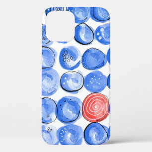 Abstracte Waterverf Blauwe Stippen iPhone 12 Hoesje