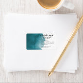 Abstracte waterverf blauwgroen kleur splash pensee etiket (Insitu)