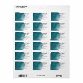 Abstracte waterverf blauwgroen kleur splash pensee etiket (Full Sheet)