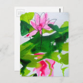 Abstracte waterverf bloemen briefkaart (Voorkant / Achterkant)