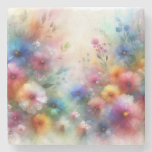 Abstracte Waterverf Bloemen Stenen Onderzetter