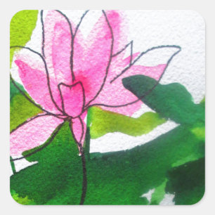 Abstracte waterverf bloemen vierkante sticker