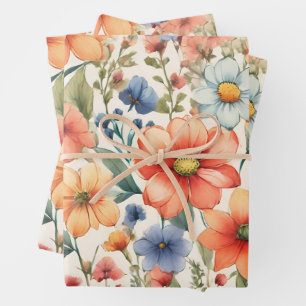 Abstracte Waterverf Bloemen voor elke gelegenheid Inpakpapier Vel